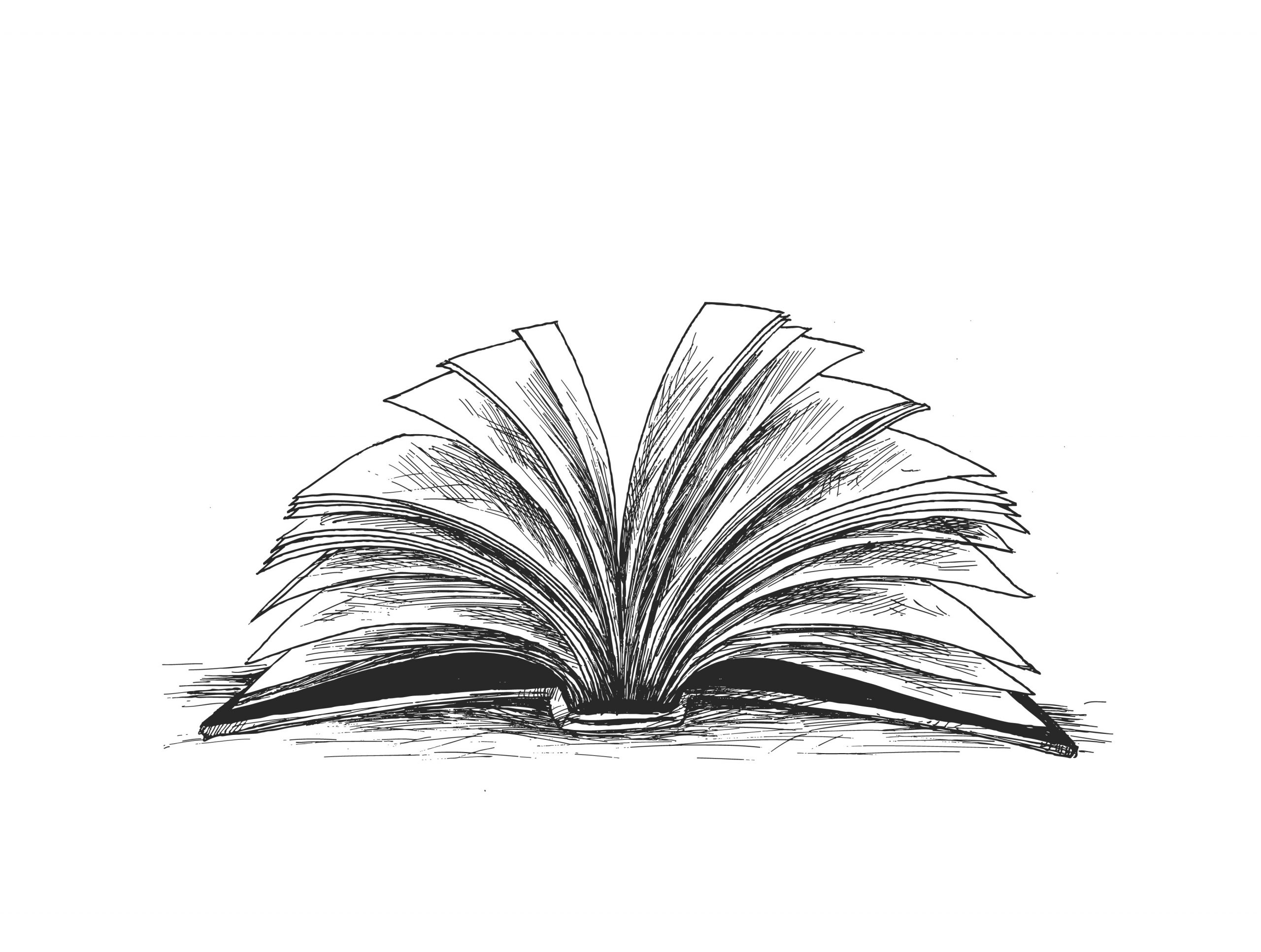 Covered opened book with pages fluttering, Hand Drawn Sketch Vec livre ouvert lecture