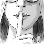 illustration femme signe chut de la main